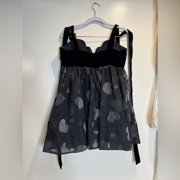 For Love and Lemons Alexandra Bodysuit Sheer Hearts Printed tie Mini Dress - Picture 5 of 6